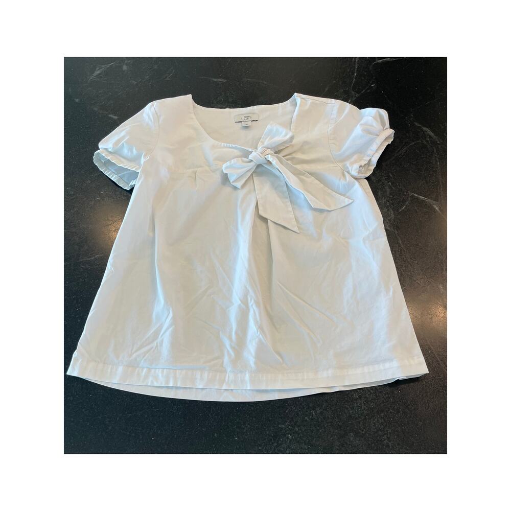 LOFT Asymmetrical bow front white top medium